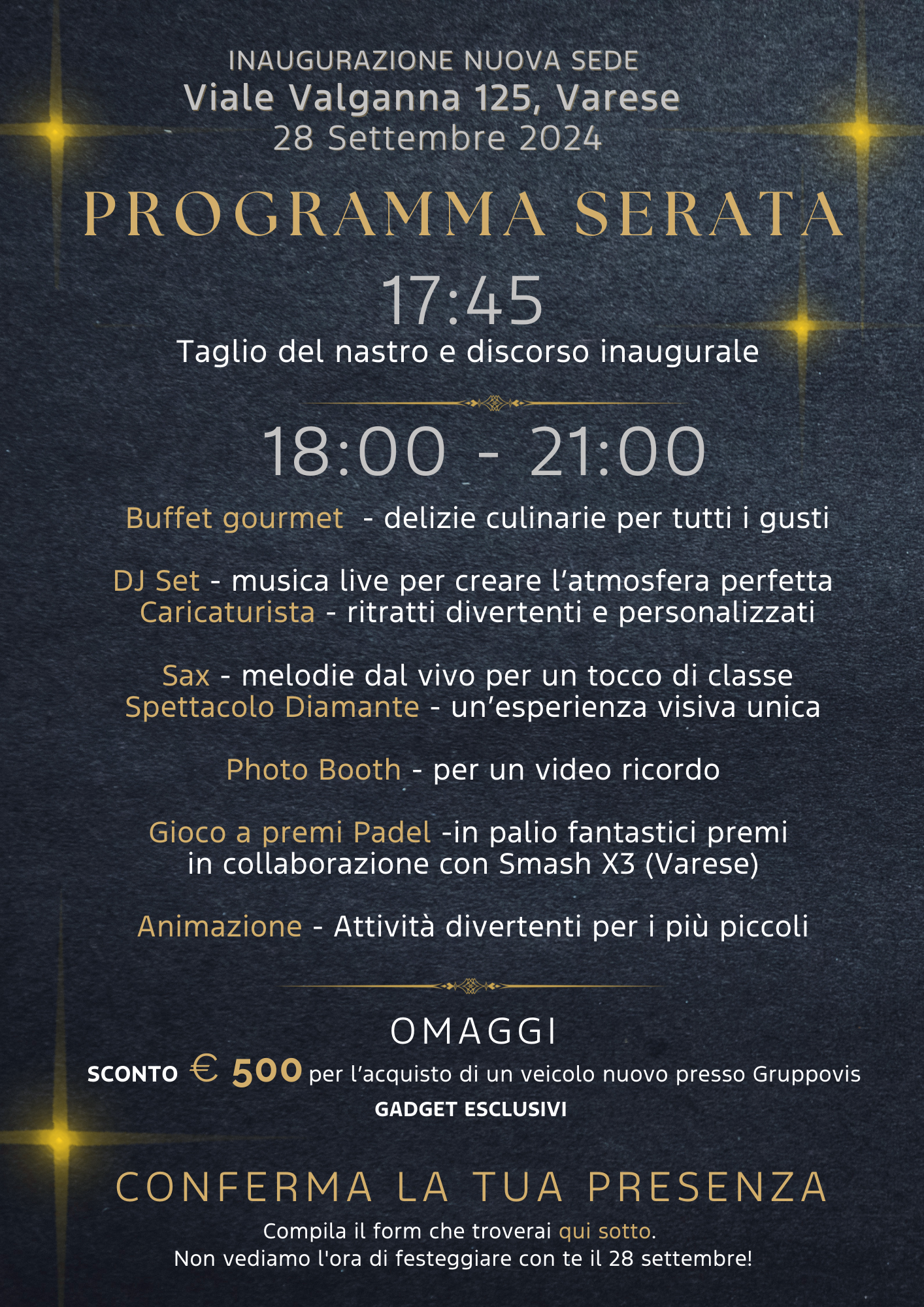 Corretta Grafica Programma Serata Varese